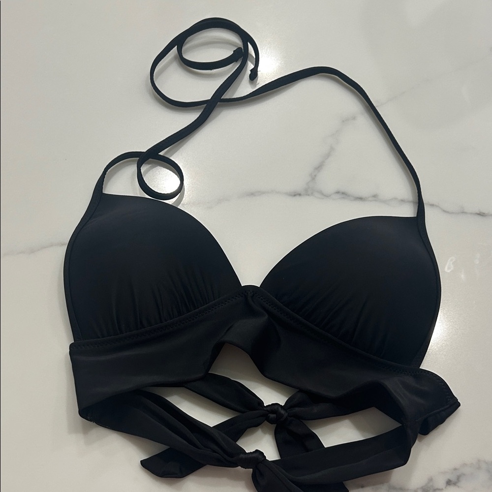 aerie Black Padded Halter Bikini Top